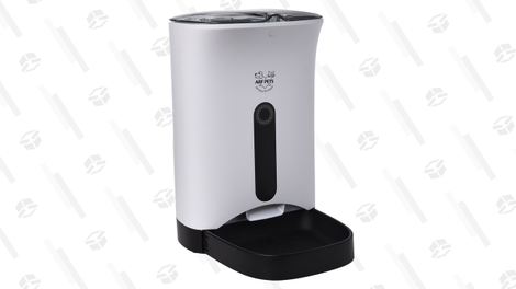 If your cat (or dog) is too lazy to learn how to use an activity feeder, then the Arf Pets Automatic Pet Feeder is the way to go.